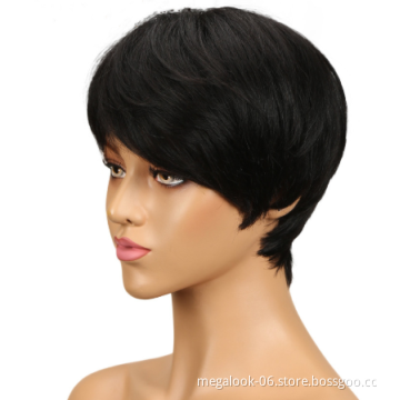 Megalook Short Human Hair Wig 100% Virgin  Human Hair Wigs For Black Women
